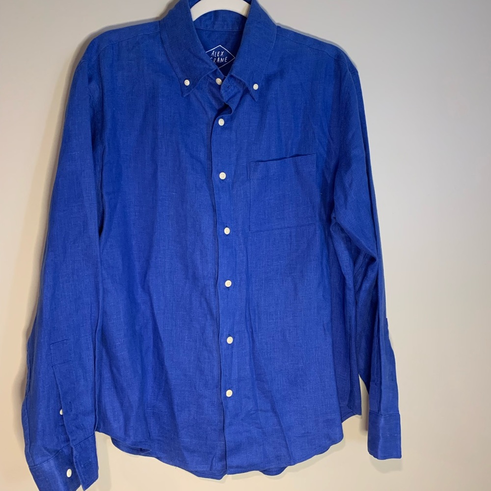 Alex Crane long-sleeve sustainably-grown French linen shirt, size L